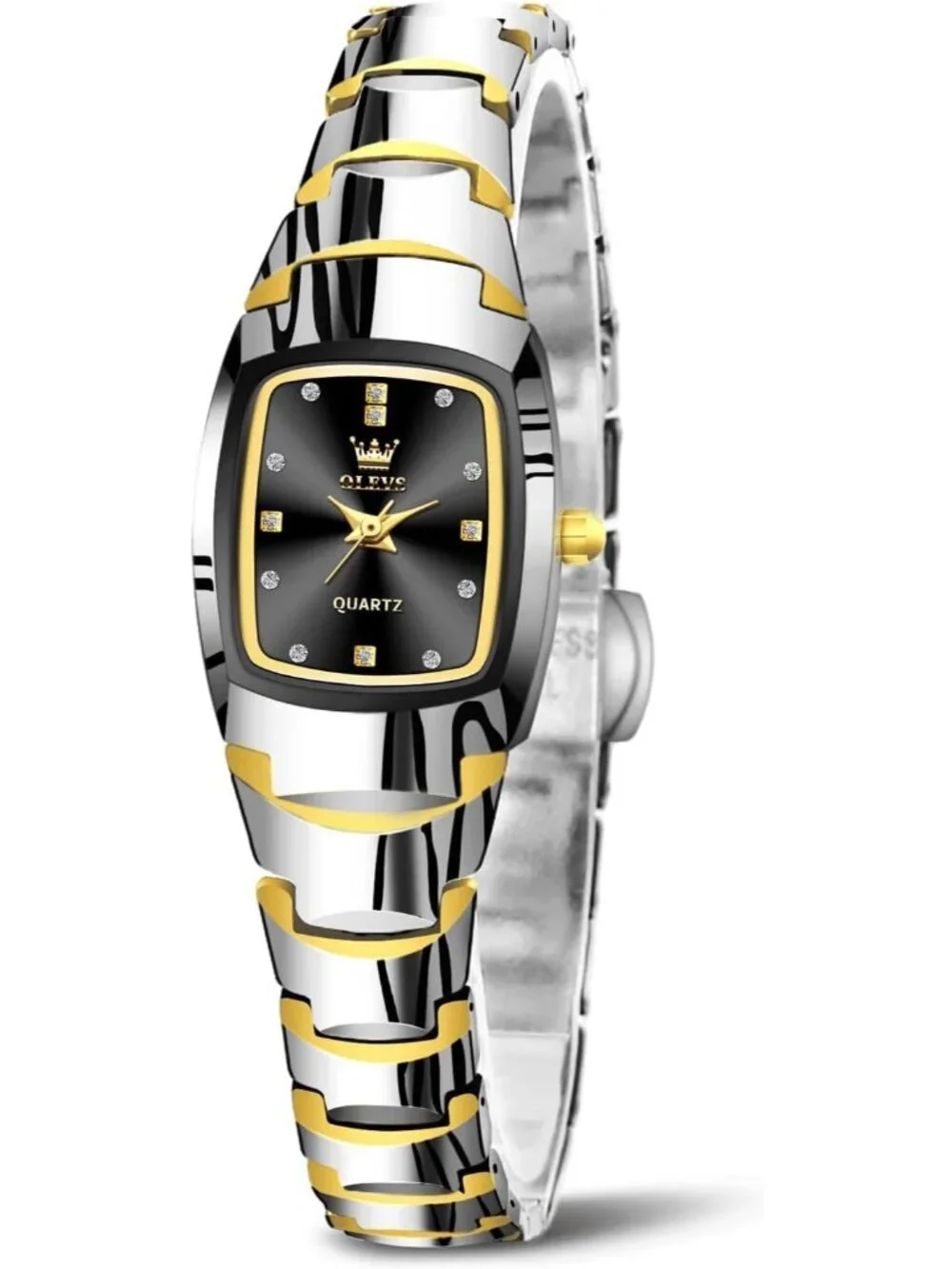 Women's Silver/Gold/Black Stainless Steel Waterproof Analog Quartz Wrist Watch